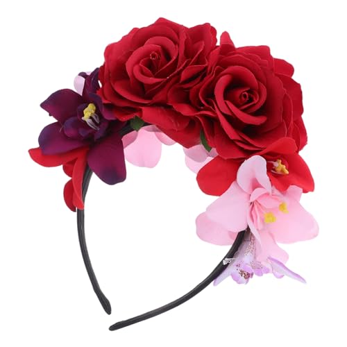Gatuida Tag Der Toten-kunstblumen-stirnband Für Halloween-kostüm Blumenkronen-kopfschmuck Mit Rosenblüten Leicht Und Langlebig Für Partyzubehör von Gatuida