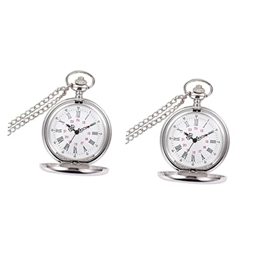Gatuida Taschenuhr 2 Stück Dame Vater Geburtstag Mit Herrentag Groß Vintage Retro Taschenmuster Arabisch Männlich Größe Ziffern Glatt Modisch Uhrenkette Silberkette - Dünn Gatuida Taschenuhr 2 Stück Dame Vater Geburtstag Mit Herrentag Groß Vintage Retro Taschenmuster Arabisch Männlich Größe Ziffern Glatt Modisch Uhrenkette Silberkette - Dünn von Gatuida