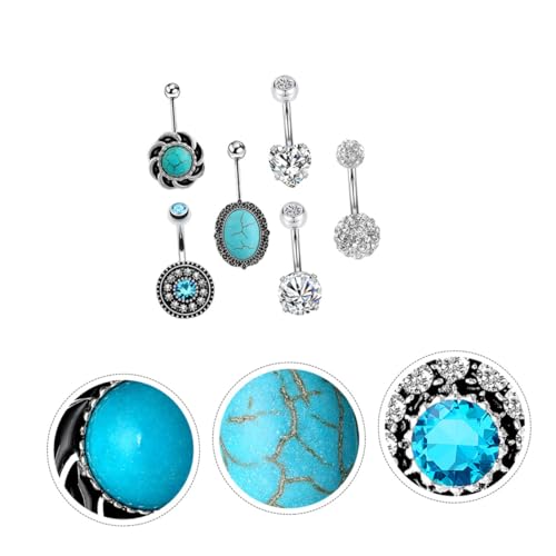 Gatuida Teiliges Bauchnabelpiercing Ringe aus Edelstahl mit Zirkonia und Türkis Hautfreundlich Langlebig Modischer Körperschmuck für Damen für Strand und Sommermode von Gatuida