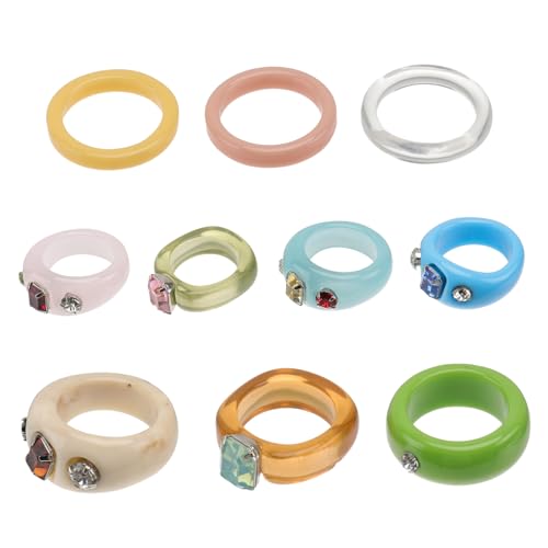 Gatuida Teiliges Set Bunter Geometrischer Resin Fingerringe Modische Leichte Verstellbare Schmuckringe für Damen Einfaches Design als Fingerschmuck für Alltag Party und Besondere Anlässe von Gatuida