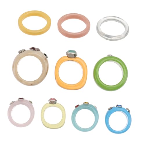 Gatuida Teiliges Set Bunter Geometrischer Resinringe Unisex Modisch Transparente Acryl Fingerringe Leichte Schmuckstücke für Alltag und Besondere Anlässe von Gatuida