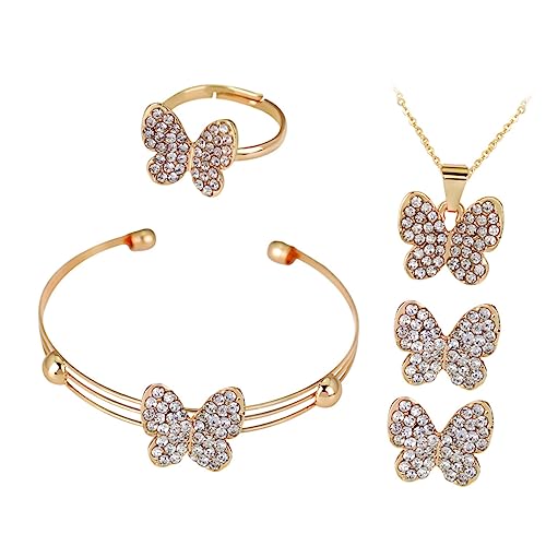 Gatuida Schmetterlingsschmuckset Für Frauen 4 Stück Schmuckset Mit Halskette Armband Ohrringen Und Ring Aus Edelstahl Eleganter Schmetterlingsanhänger Für Besondere Anlässe von Gatuida
