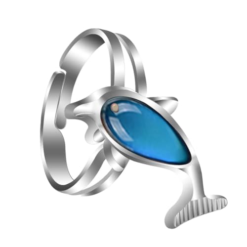 Gatuida Thermochromer Dolphin Ring Damen Schmuck Kreativer Legierungs Fingerring Modisches für Frauen Party Geburtstag Alltag von Gatuida