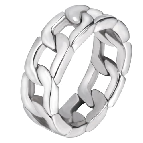 Gatuida Titanstahl Ring Herren Link Chain Design Robuster Modischer Finger Schmuck für Alltag Party Komfortabler Sitz Langlebig und Stilvoll von Gatuida