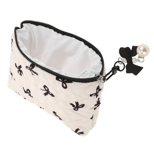 Gatuida Tragbare Kosmetiktasche Damen mit Elegantem Schleifendetail Kleine Multifunktionale Schminktasche für Reisen Langlebig und Leicht zu Reinigen Stilvoller Make Up Organizer für von Gatuida