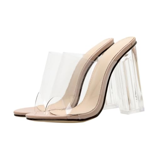 Gatuida Transparent Damen High Heels Sandalen mit Breiter Offener Zehenpartie Rutschfeste Sommerparty Schuhe Leichte Bequeme Absatzschuhe für Anlässe und Feminine Outfits von Gatuida