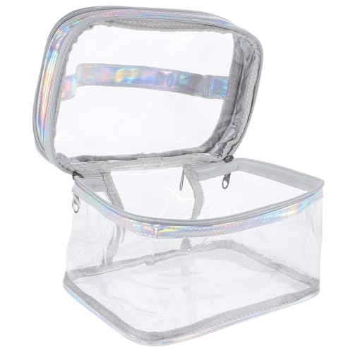 Gatuida Transparent Kosmetiktasche Doppellagig Großer Kulturbeutel mit Griff PVC Reise Make up Organizer Großer Kosmetik Organizer für Damen und Herren von Gatuida