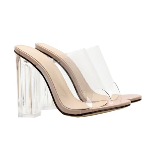 Gatuida Transparente Damen High Heels Sandalen aus Langlebigem Tpr PVC Material Modisch und Rutschfest für Party Arbeit und Festliche Anlässe Komfortabel und Einfach Anzuziehen Farbe von Gatuida