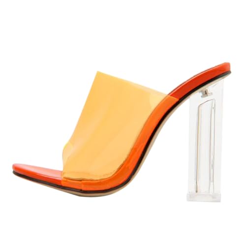 Gatuida Transparente Damen Sandalen mit Blockabsatz Offene Zehen Stylische High Heels aus Langlebigem Tpr PVC Sommersandalen für Arbeit Party und Festliche Anlässe von Gatuida