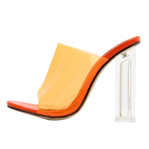 Gatuida Transparente High Heels Damen Sandalen mit Blockabsatz Sommer Schuhe Modisch Elegant für Party Arbeit Hochzeit Cocktail und Alltag von Gatuida
