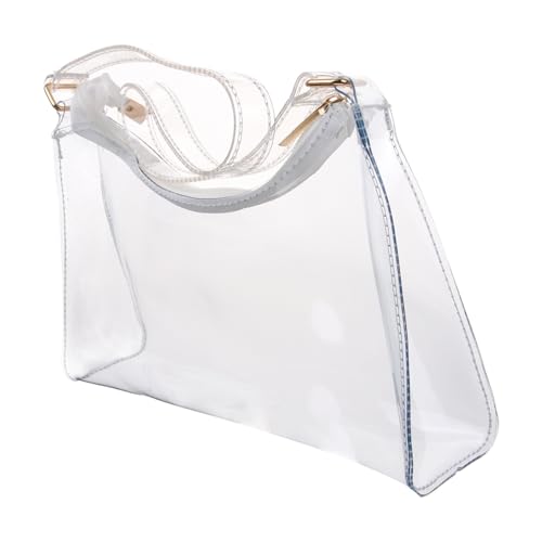 Gatuida Transparente PVC Schultertasche mit Reißverschluss Klare Umhängetasche für Konzerte und Stadien Kleine Durchsichtige Tasche für Damen für Tickets Handy und Alltag von Gatuida