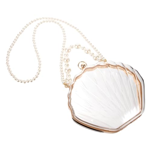 Gatuida Transparente Shell Handtasche Damen Perlenkette Schultertasche Crossbody Strandtasche Modisch Robust Vielseitig Elegant Gatuida Transparente Shell Handtasche Damen Perlenkette Schultertasche Crossbody Strandtasche Modisch Robust Vielseitig Elegant von Gatuida