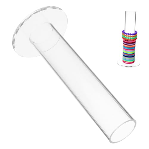 Gatuida Transparenter Scrunchie Organizer Ständer Haargummi Halter für Mädchen Kompakter Scrunchy Turm mit Basis Rohrdurchmesser Haarschonende Aufbewahrung für Schmuck und Haaraccessoires von Gatuida