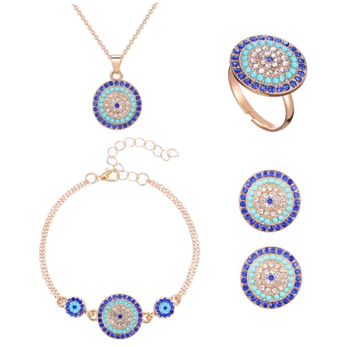 Gatuida Türkisblaues Schmuckset mit Türkischem Blaue Auge Anhänger Halskette Ohrringe Ring und Armband Leicht Langlebig Modisch als für Freunde und Familie Gatuida Türkisblaues Schmuckset mit Türkischem Blaue Auge Anhänger Halskette Ohrringe Ring und Armband Leicht Langlebig Modisch als für Freunde und Familie von Gatuida