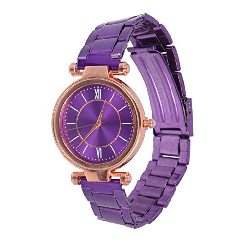 Gatuida Quarzuhr Mit Stahlband Smartwatches Für Frauen Taschenuhr Lässige Damenuhren Digitaluhr Für Frauen Mädchenuhren Im Alter Von 5-7 Jahren Männer Sehen Armband Glas Violett Mann Rose von Gatuida