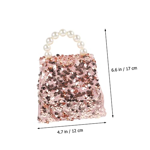 Gatuida Umhängetasche mit Perlenhenkel Kleine Mädchen Schultertasche mit Glitzereffekt Vielseitige Crossbody Bag für Alltag Shopping und Geschenke Rosa Langlebiges Material von Gatuida