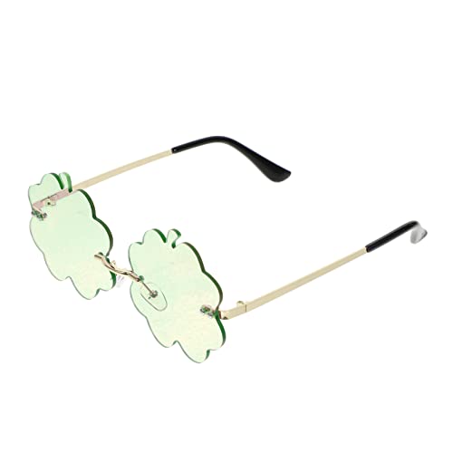 Gatuida Unisex Partybrillen mit Einzigartiger Unregelmäßiger Form Randlose PC Sonnenbrille in Grün und Gold Bunte Brille für Karneval Festival Fasching und Valentinstag von Gatuida