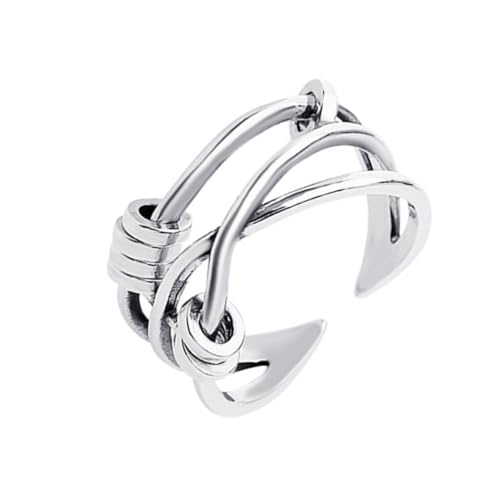 Gatuida Unregelmäßiger Offener Anxiety Ring mit Drehbaren Perlen Verstellbarer Geometrischer Fidget Ring für Damen Modischer Beruhigender Fingerschmuck zur Stresslinderung von Gatuida