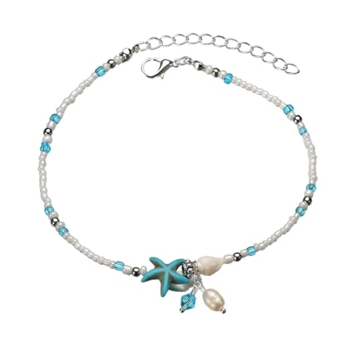 Gatuida Verstellbare Beach Fußkette mit Muschelperlen und Anhänger Eleganter Sommer Schmuck für Damen für Strandpartys und Festivals von Gatuida