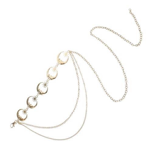 Gatuida Verstellbare Damen Taillenkette Metallgürtel mit Mond Stern Anhänger Mehrschichtiger Körperkette Retro Stil für Kleider Jeans Festliche Anlässe Gatuida Verstellbare Damen Taillenkette Metallgürtel mit Mond Stern Anhänger Mehrschichtiger Körperkette Retro Stil für Kleider Jeans Festliche Anlässe von Gatuida