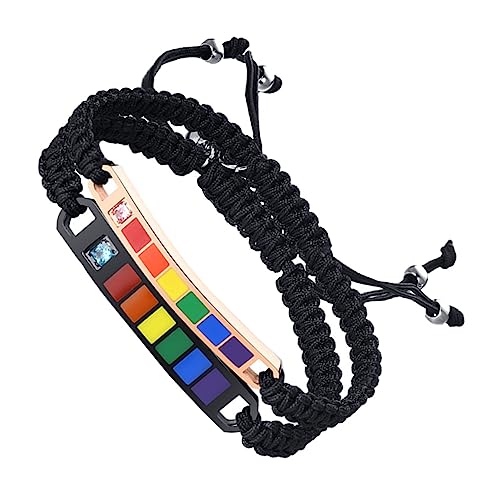 Gatuida Verstellbare Nylon Armbänder im Geflochtene Regenbogen Armbänder für Langlebige Titanstahl Schmuck Freundschaftsarmbänder für Damen und Herren von Gatuida