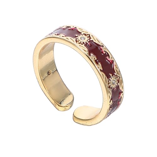 Gatuida Offener Blumenring Mit Emaille-verarbeitung Und Zirkonia-elementen Verstellbarer Damen-schmuck Für Verschiedene Fingergrößen Und Anlässe Stapelbares Fingerring-design von Gatuida
