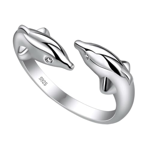 Gatuida Verstellbarer Damenring Offener Delfinring Kreativer Fingerschmuck Modischer Schmuck für Frauen und Mädchen von Gatuida