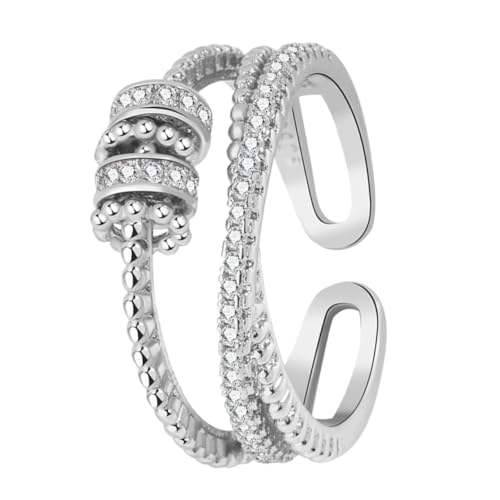 Gatuida Verstellbarer Damenring Sterling Silber Offener Vintage Ring mit Drehfunktion Modischer Stapelring für Finger Daumen und Mittelfinger Elegantes für Frauen von Gatuida