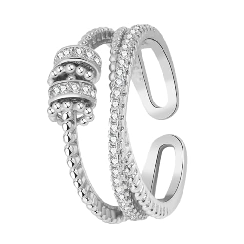 Gatuida Verstellbarer Damenring Sterling Silber Platinfarbe Offener Vintage Ring für Mittelfinger und Daumen Leicht Hautfreundlich Modischer Persönlichkeitsschmuck für Alltag und Anlass von Gatuida