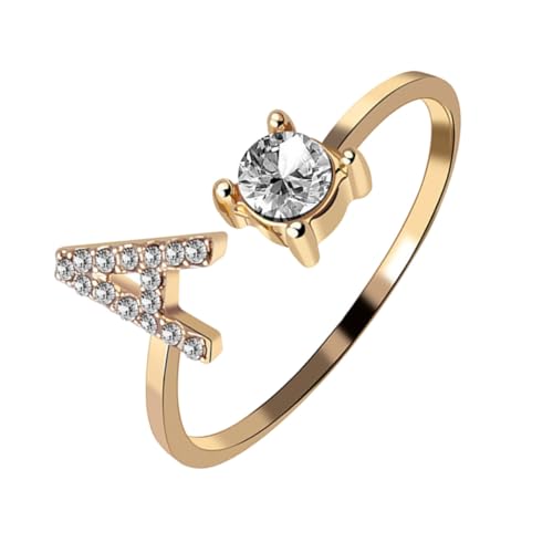 Gatuida Verstellbarer Damenring mit Buchstaben Offener Modering in Gold Romantischer Modeschmuck Eleganter Fingeraccessoire für Freundinnen Stilvolles zu Besonderen Anlässen von Gatuida