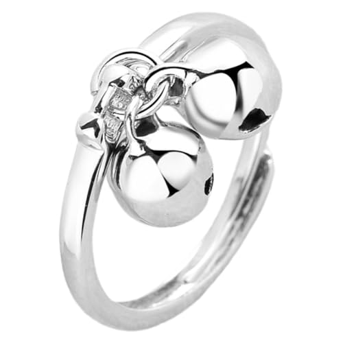 Gatuida Verstellbarer Damenring mit Doppel Glocken Offener Süßer Fingerring Kreativer Schmuck für Frauen Eleganter Anpassbarer Statement Ring Modisches für Freundinnen von Gatuida