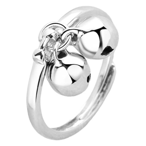 Gatuida Verstellbarer Damenring mit Doppelten Glockenanhängern aus Offener Fingerring Modisches Schmuckstück für Festivals und Alltag Robust und Einzigartig Gestaltet von Gatuida