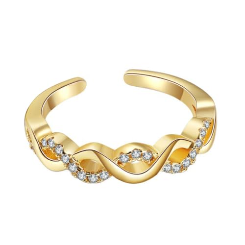 Gatuida Verstellbarer Damenring mit Geflochtenem Zopfmuster und Funkelnden Strasssteinen Offener Persönlichkeitsschmuck für Finger Modischer Accessoire für Alltag Party Hochzeit und von Gatuida