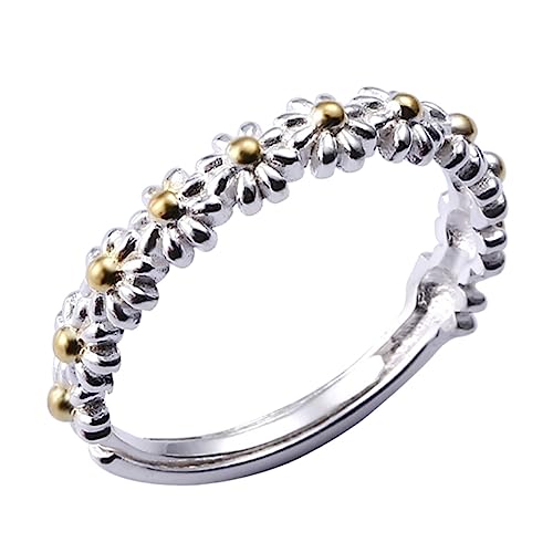 Gatuida Verstellbarer Damenring mit Süßer Gänseblümchenblüte Modischer Schmuck Zierlicher Blumenring Einstellbar Komfortabel Vielseitig Kombinierbar für Alltag und von Gatuida