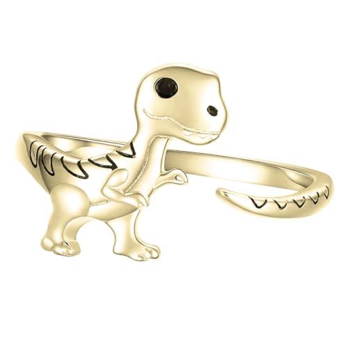 Gatuida Verstellbarer Dinosaurier Ring für Mädchen Offener Schmuck Kreatives Design Eleganter Goldfarbener Fingerreif als Modisches von Gatuida