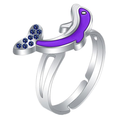 Gatuida Verstellbarer Dolphin Farbwechsel Ring Stimmungsring Temperaturänderung für Tiermotiv Schmuck aus Hochwertiger Legierung Modisch Leicht und Langlebig von Gatuida