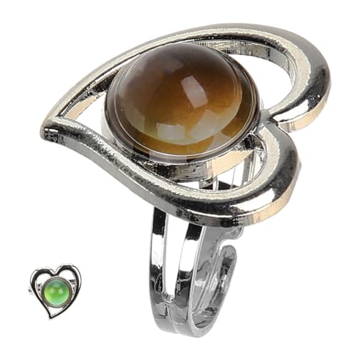 Gatuida Verstellbarer Herzring Damen Stimmungsring mit Farbwechsel Pfirsich Herz Edelstein Design Leichter Langlebiger Modeschmuck für Alltag Party Hochzeit und von Gatuida