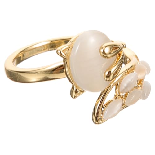 Gatuida Damen Strass Offener Ring Tiermotiv Verstellbarer Fingerring mit Katzenaugenstein Elegantes Schmuckaccessoire für Partys und Alltag von Gatuida