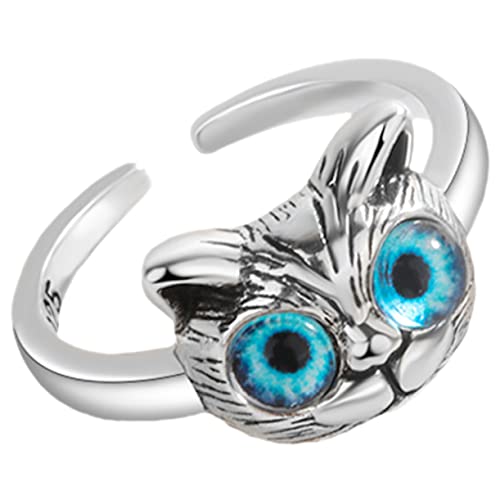 Gatuida Verstellbarer Katzenring Damen Metallring Süßer Offener Finger Ring mit Blauem Auge für Alltag und Party von Gatuida