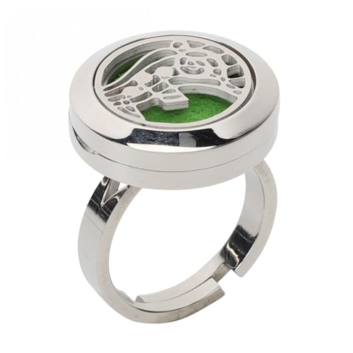 Gatuida Verstellbarer Offener Edelstahlring Aromatherapie Diffusor Schmuck Ätherische Öle Zubehör Modischer Fingerring für Damen Halloween Cosplay Party von Gatuida