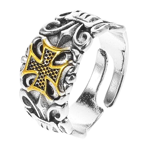 Gatuida Verstellbarer Retro Herrenring im Punk Offener Kreuzring mit Vintage Design für Verschiedene Anlässe Komfortabel Langlebig Partys Besondere Events von Gatuida