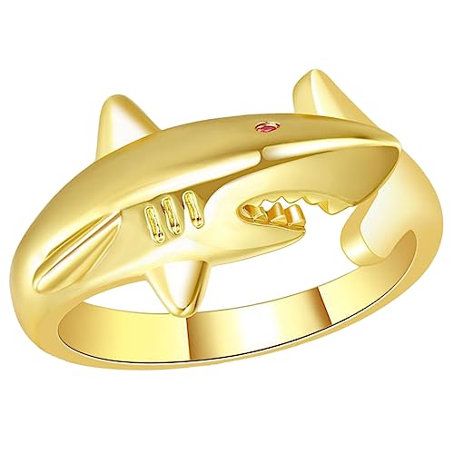 Gatuida Verstellbarer Shark Statement Ring für Damen und Teen Offener Fingerring mit Stein Einzigartiger Meeresleben Schmuck Modisch und Vielseitig für Partys und Alltag von Gatuida