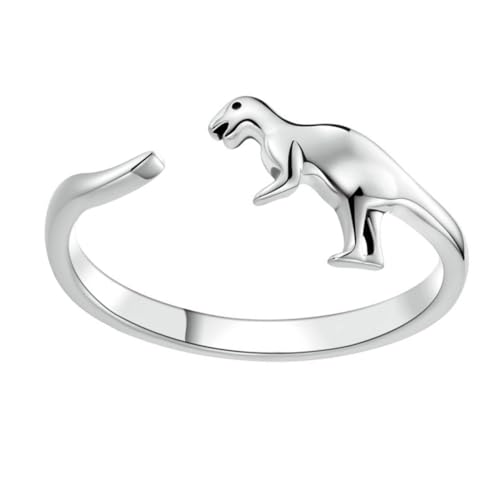Gatuida Verstellbarer Sterling Silber Dinosaurier Ring Damen und Herren Unisex Offener Schmuck Elegantes Design Hautfreundlich Geschenkidee von Gatuida