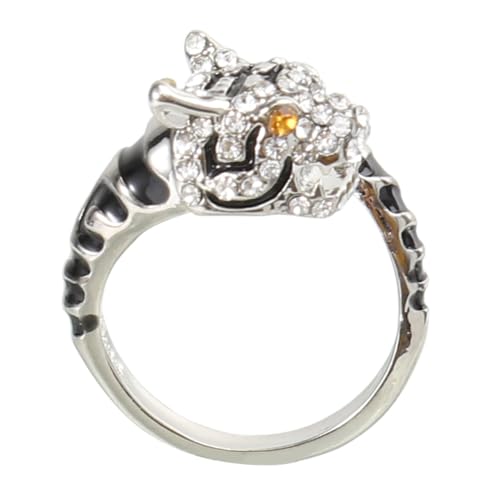 Gatuida Verstellbarer Tierkreisring Tiger Silber Unisex Schmuck Kupfer Langlebig Modisch für Geburtstag Hochzeit von Gatuida