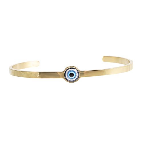 Gatuida Verstellbares Evil Eye Armband Damen Titanstahl Offener Armreif Türkisches Blaues Auge Minimalistisches Schmuck für Frauen und Mädchen von Gatuida