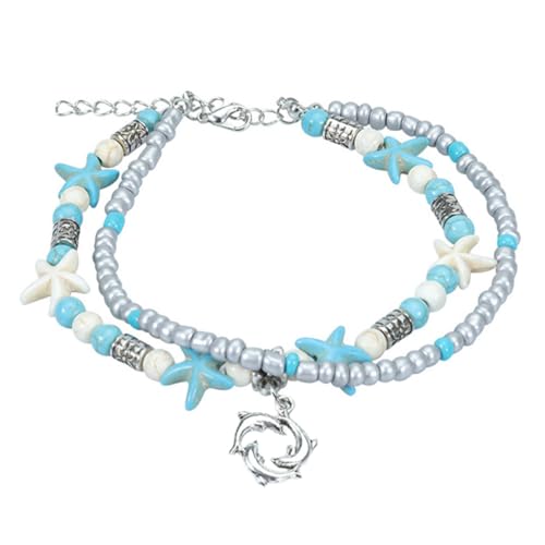 Gatuida Verstellbares Fußkettchen Damen mit Muschel Meeres Charms Hautfreundliches Legierungsarmband Sommerliches Strand Schmuck Accessoire für Urlaub Alltag von Gatuida