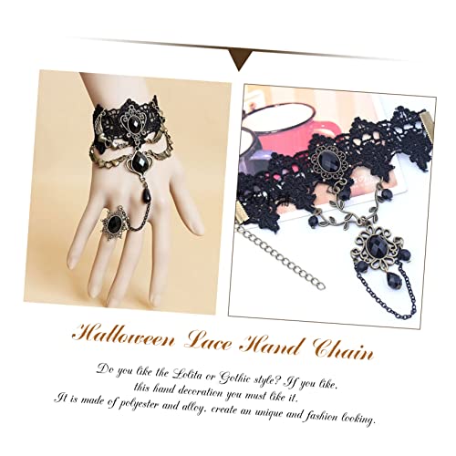 Gatuida Verstellbares Gothic Armband mit Schwarzer Spitze und Kristallperlen Vintage Stil Handkette für Halloween und Festliche Anlässe Leichtes Elegantes Schmuckstück für Damen von Gatuida