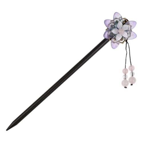 Gatuida Vintage Blume Haarnadel mit Quaste Chinesischer Haarschmuck für Damen Langer Holz haarstab für Dutt Dekorativer Haarkamm für Stilvolle Flechtfrisuren von Gatuida