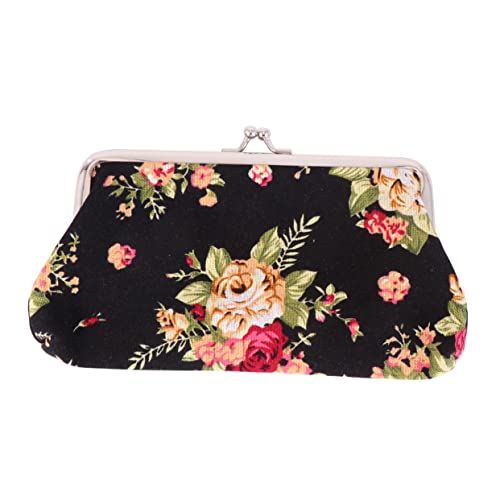 Gatuida Vintage Blumen Geldbörse Damen Canvas Geldbeutel mit Klappverschluss Muster Kleine Brieftasche für Frauen Langlebig und für von Gatuida