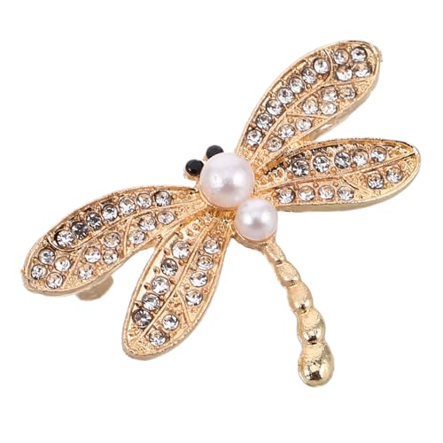 Gatuida Vintage Brosche Libelle mit Strass und Perlen Kunstvoll Gefertigte Anstecknadel für Damen Multifunktionaler Schal Kleiderschmuck Eleganter Broschen pin für Jacken und Taschen von Gatuida